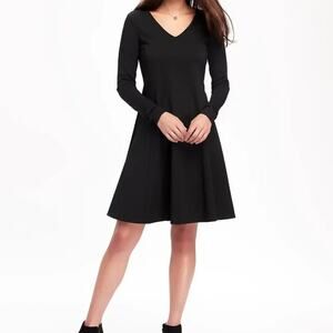 loft seamed ponte v-neck dress 3/4 sleeve - EUC - 18